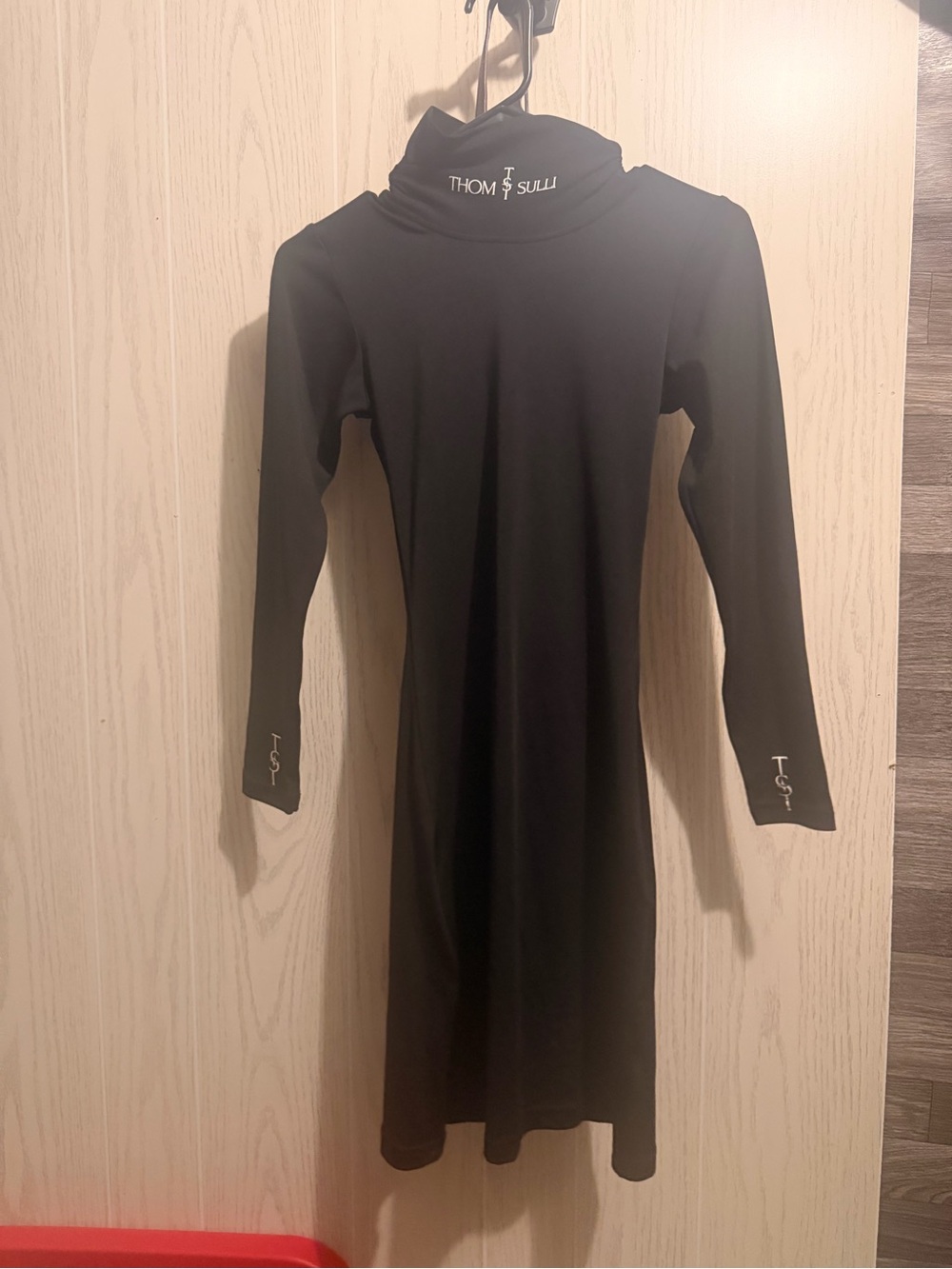 Black Long-Sleeve Mini Turtleneck Dress